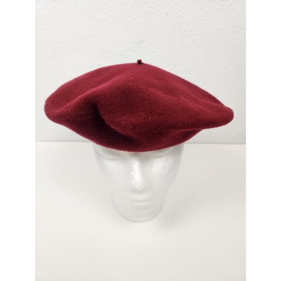 Neiman Marcus Beret Hat Set of 2 Black Burgundy Wool Made in France Vintage